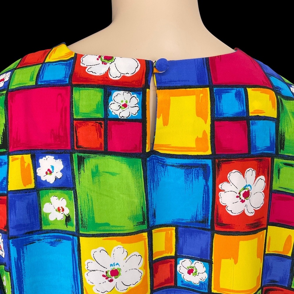 Jordan Top Women Size 20 Multicolor Short Sleeve Blouse Colorful Office VTG - Picture 7 of 9